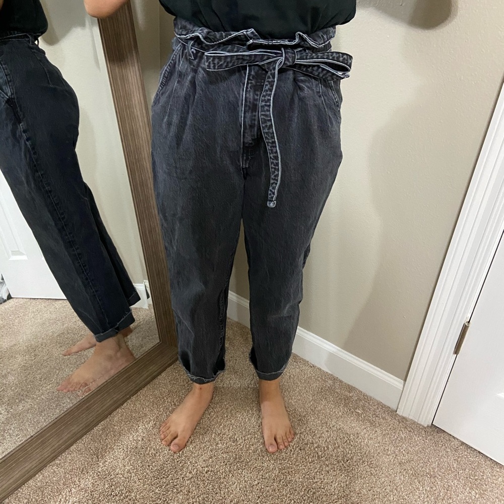 Gap black paper-bag jeans